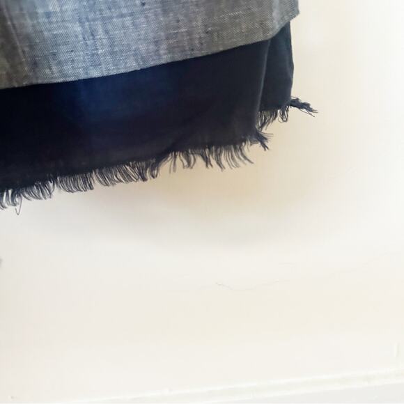 Cynthia Rowley Linen Sheath Dress Blue Sleeveless Raw Edge Trim Button Zip Sz 8 - Picture 2 of 8